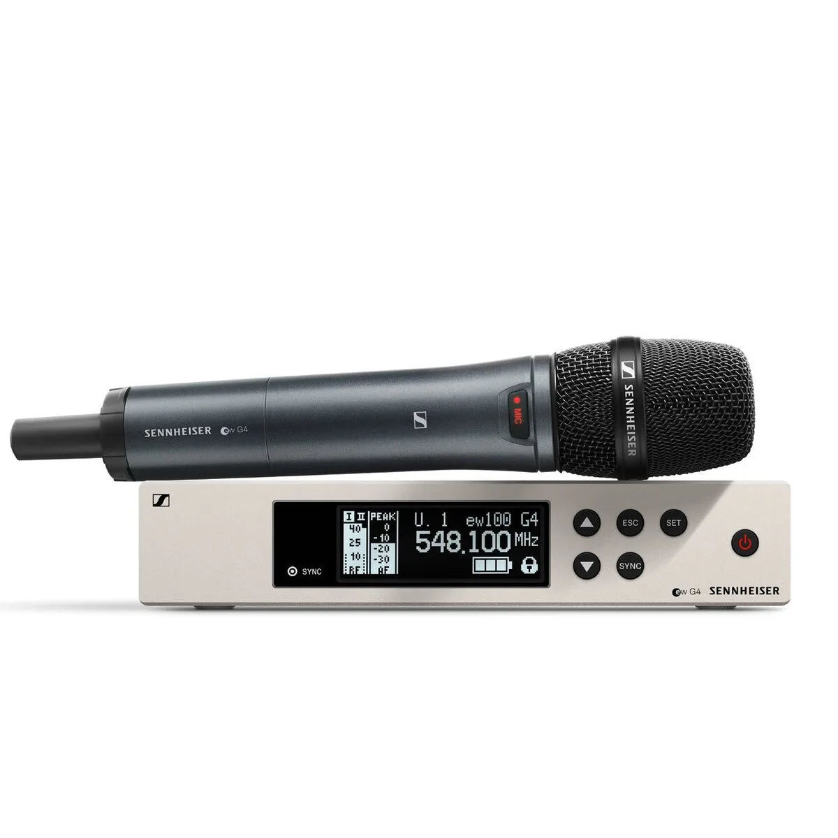 Micrófono inalámbrico Sennheiser con su receptor